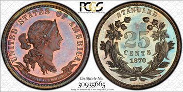1870 25C J-897 PR66+ RB