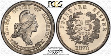 1870 25C J-906 PR65+ CAM