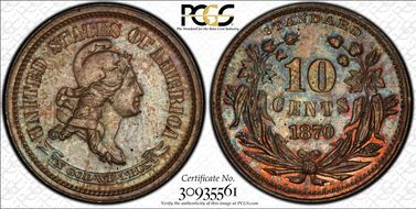 1870 10C J-840 PR65BN