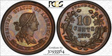 1870 10C J-845 PR66+ BN