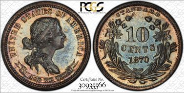 1870 10C J-849 PR64+