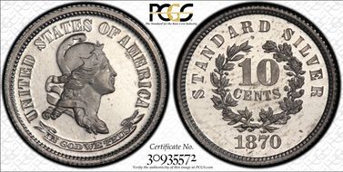 1870 10C J-859 PR65CAM