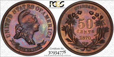 1870 50C J-942 PR64+ BN