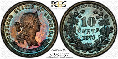 1870 10C J-843 PR66