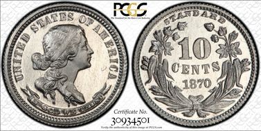 1870 10C J-853 PR66CAM