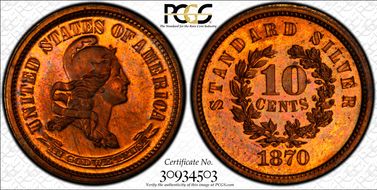 1870 10C J-858 PR65RD