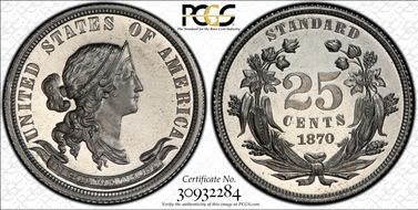 1870 25C J-898 PR67CAM