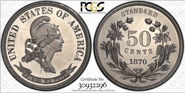 1870 50C J-949 PR63CAM