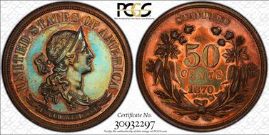 1870 50C J-953 PR62RB