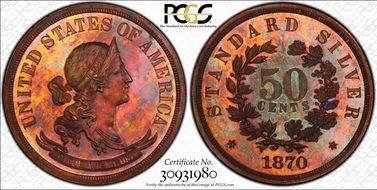 1870 50C J-984 PR65+ RB