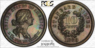 1869 10C J-710 PR65BN