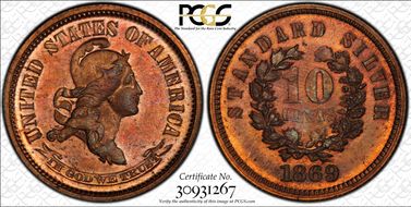 1869 10C J-698 PR65RB