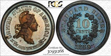 1869 10C J-699 PR64+ BN