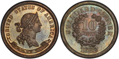 1869 10C J-702 PR66