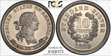 1869 10C J-703 PR65CAM