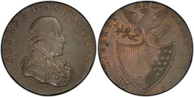 1795 1/2D Liberty and Security Plain Edge, GW-48 AU58BN