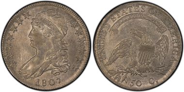 1807 50C Large Stars 50/20 AU58