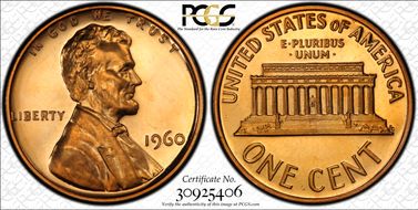 1960 1C Large Date PR67CAM