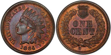 1864 1C L on Ribbon MS66RB