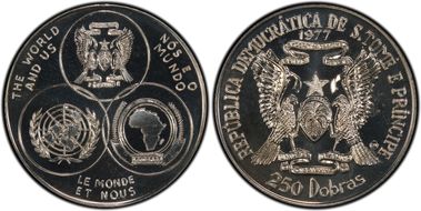 1977-CHI 250 Dob Independence World Unity Emblems MS67