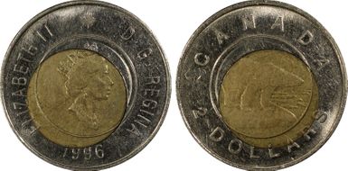 1996 $2 Canadian Planchet AU58