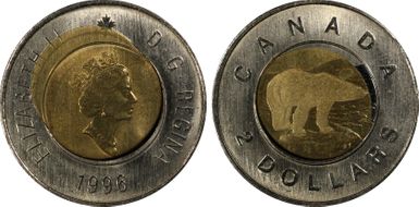 1996 $2 Canadian Planchet MS65