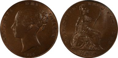 1854 1D S-3948 Ornamental trident MS65+ BN