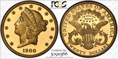 1900 $20 PR67DCAM