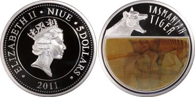2011 $5 Last Tasmanian Tiger Lenticular - Colorized PR70DCAM