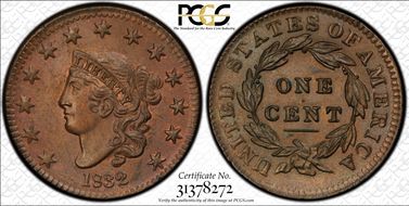 1832 1C N-1 MS65+ BN