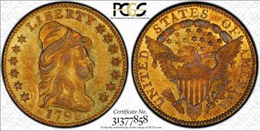 1798 $2.50 Wide Date AU58+