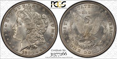 1880-O $1 VAM 55, Checkmark MS62