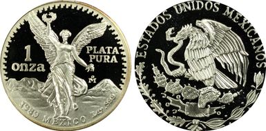 1989-Mo Onza Libertad Ag w/ Dot .999 PR69DCAM