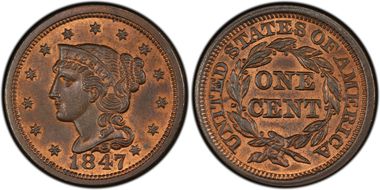 1847 1C Newcomb 28 MS64RB