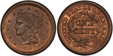 1847 1C Newcomb 10 MS65RB