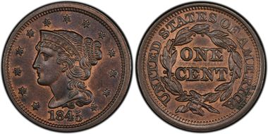 1845 1C Newcomb 12 MS64BN