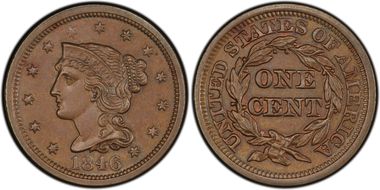 1846 1C N-11  Medium Date MS64BN