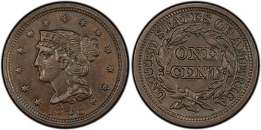 1848 1C Newcomb 36 AU58BN