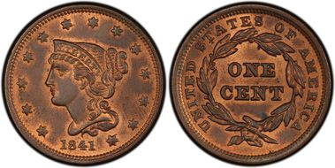 1841 1C Newcomb 7 MS65RB