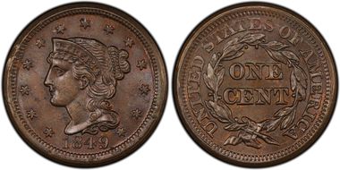 1849 1C N-8 MS63BN