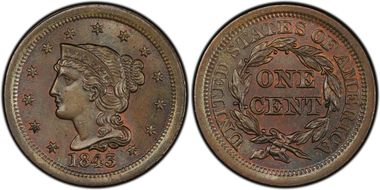 1843 1C N-6  Mature Hd  Lg Lt MS65BN