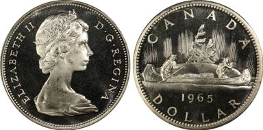 1965 S$1 Type 3 Lg Beads, Bl 5 Ag PL67