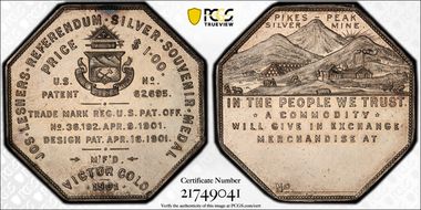 1901 Lesher $ HK-791a Imprnt Type No# MS63