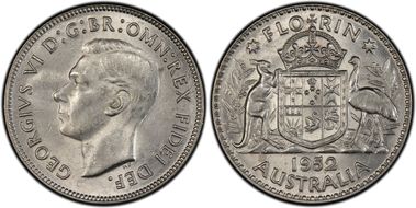 1952(m) Florin KM-48  Ag MS62