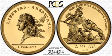 (1776) Medal Libertas Am. Gold 2014 5 oz. Restrike PR70DCAM