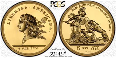 (1776) Medal Libertas Am. Gold 2014 5 oz. Restrike PR70DCAM