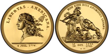 (1776) Medal Libertas Am. Gold 2014 5 oz. Restrike PR70DCAM