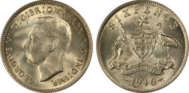 1946(m) 6D KM-38a  Ag MS64