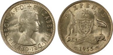 1955(m) 6D KM-58  Ag MS64