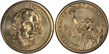 2007-D $1 Weak Edge Lettering Madison - Position B MS64